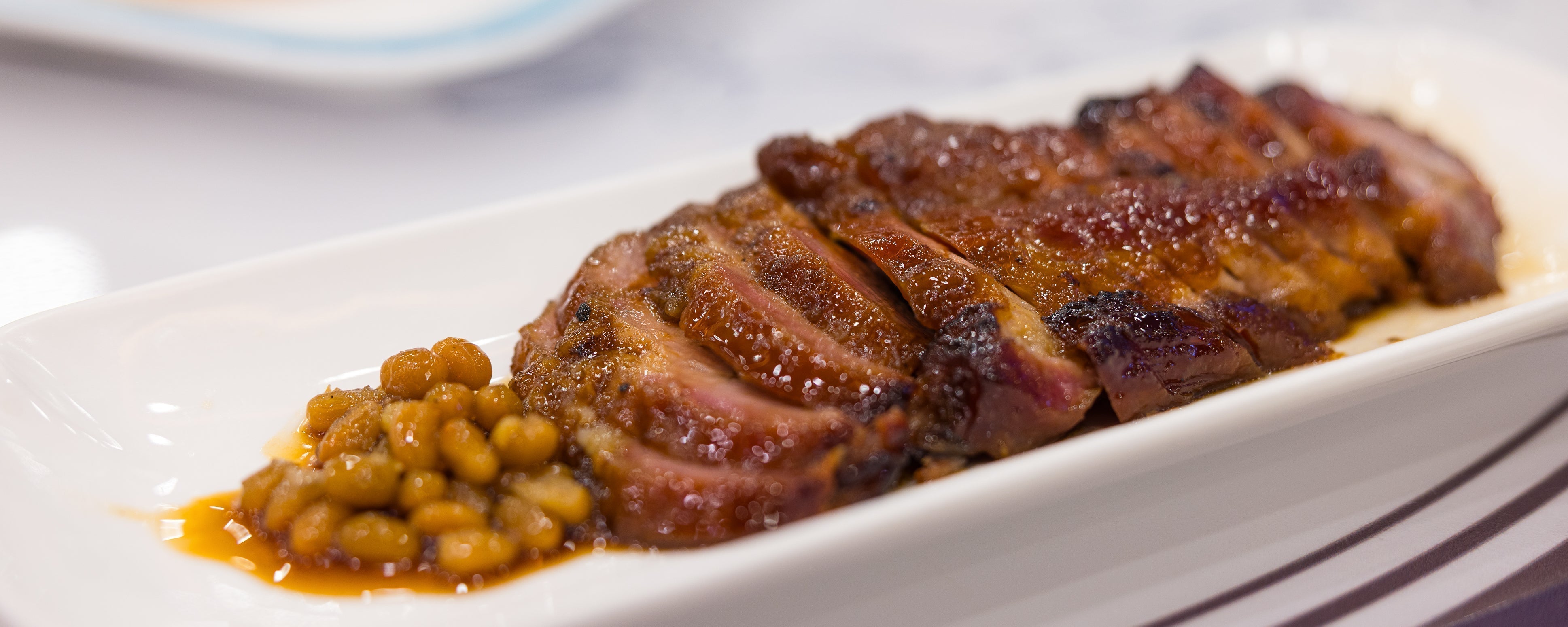 Roasted char siu pork paired with Baroque ex-PX and Ardbeg Australian Single Malt
